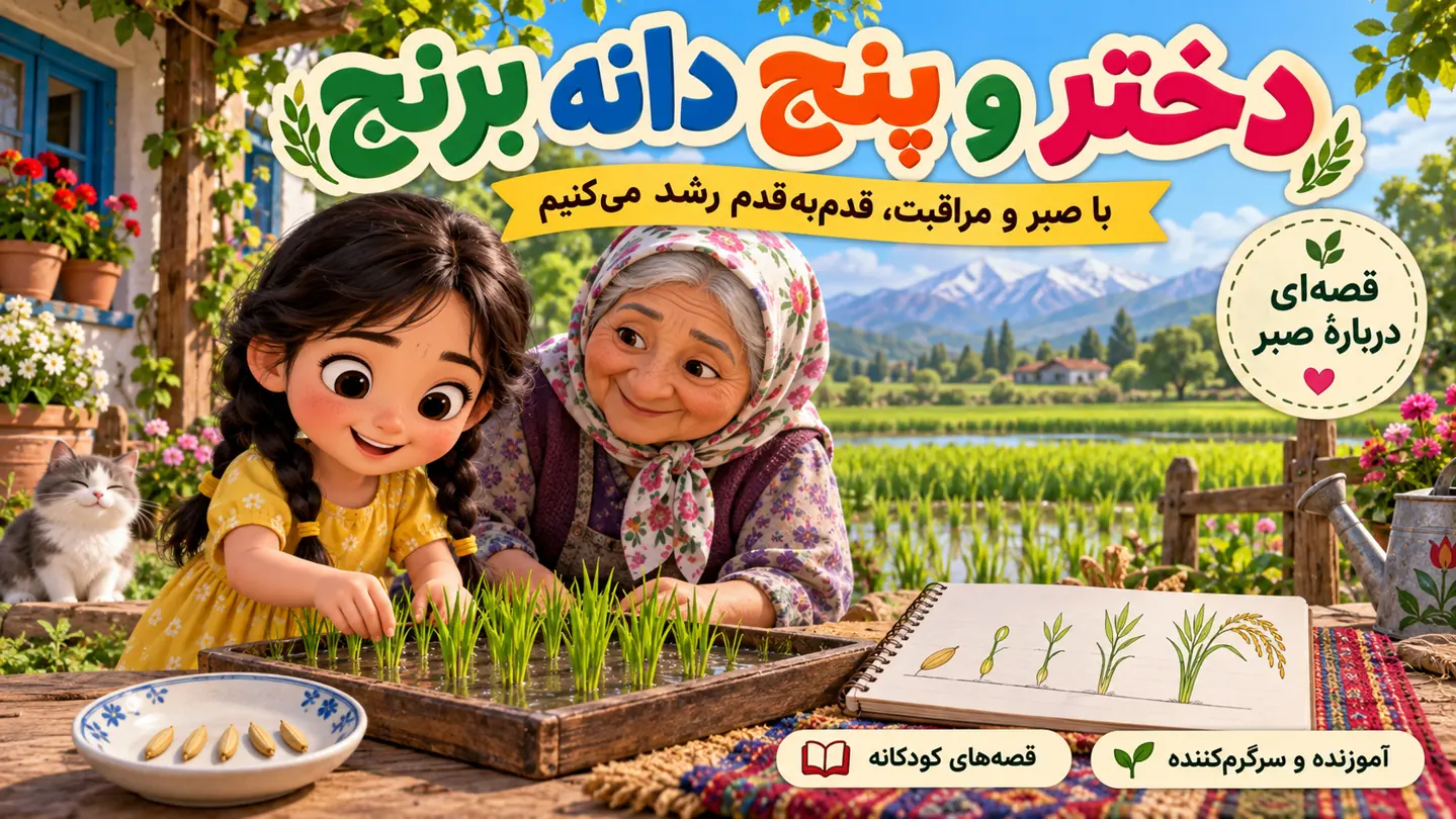 دختر و پنج دانه برنج