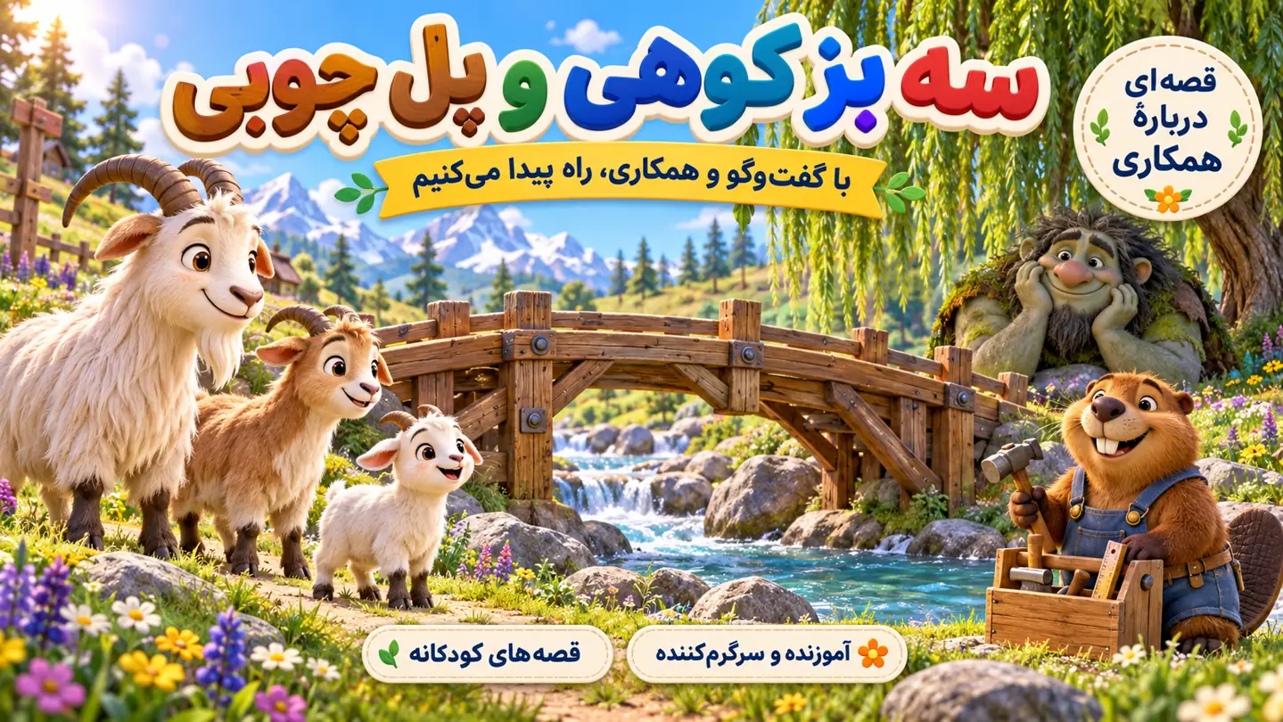 سه بز کوهی و پل چوبی